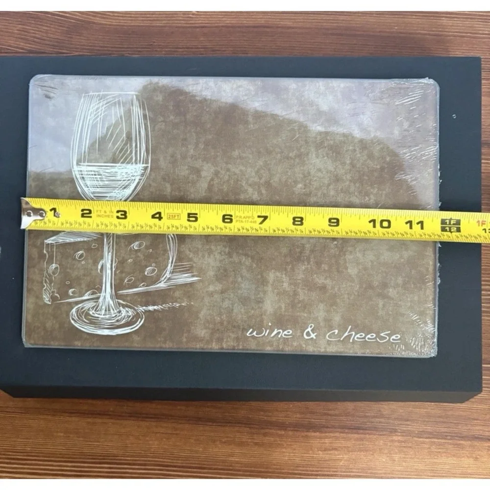 Wine & Cheese Serving Set‎ Glass Cutting Board Knives Tools Gift Set New